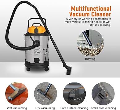 Επαγγελματική Σκούπα Υγρών & Στερεών Hoteche 1200W με Ανοξείδωτο Κάδο 40 Λίτρων