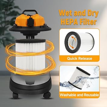 Επαγγελματική Σκούπα Υγρών & Στερεών Hoteche 1200W με Ανοξείδωτο Κάδο 40 Λίτρων